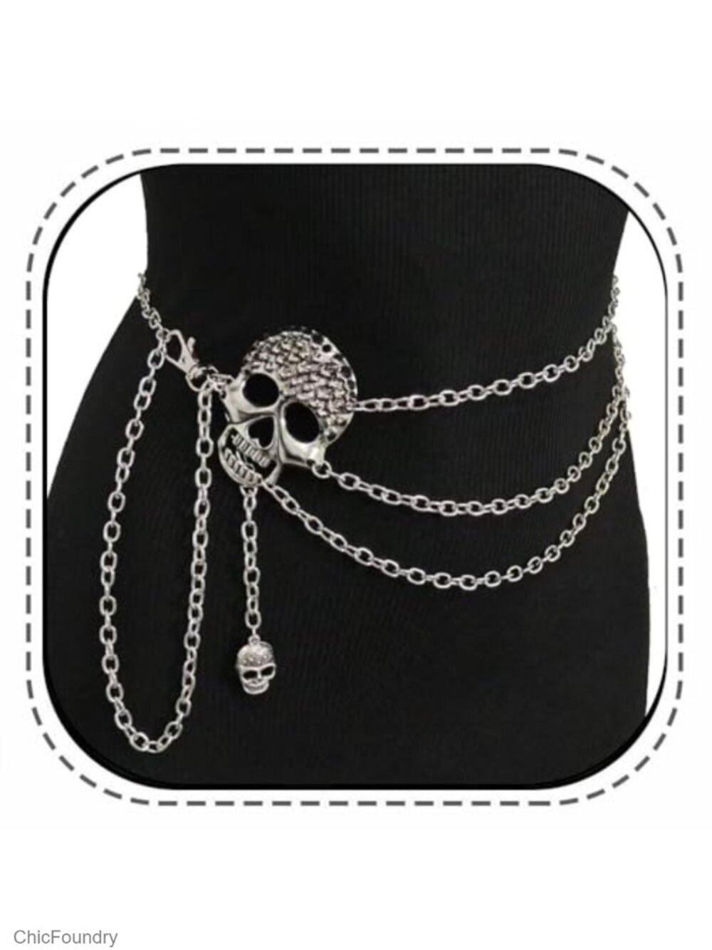 Skull Layered Waist Chain Belt Punk Gothic Crossover Body Chain Tassel